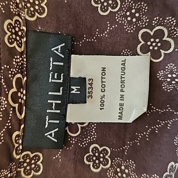 Athleta Brown And Tan Floral Print Long Sleeve V-Neck Tunic Top - Size Medium - Picture 9 of 9